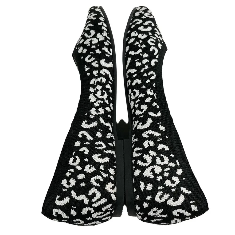 Ataiwee Shoes Leopard Black White 11 Ballet Flats New
